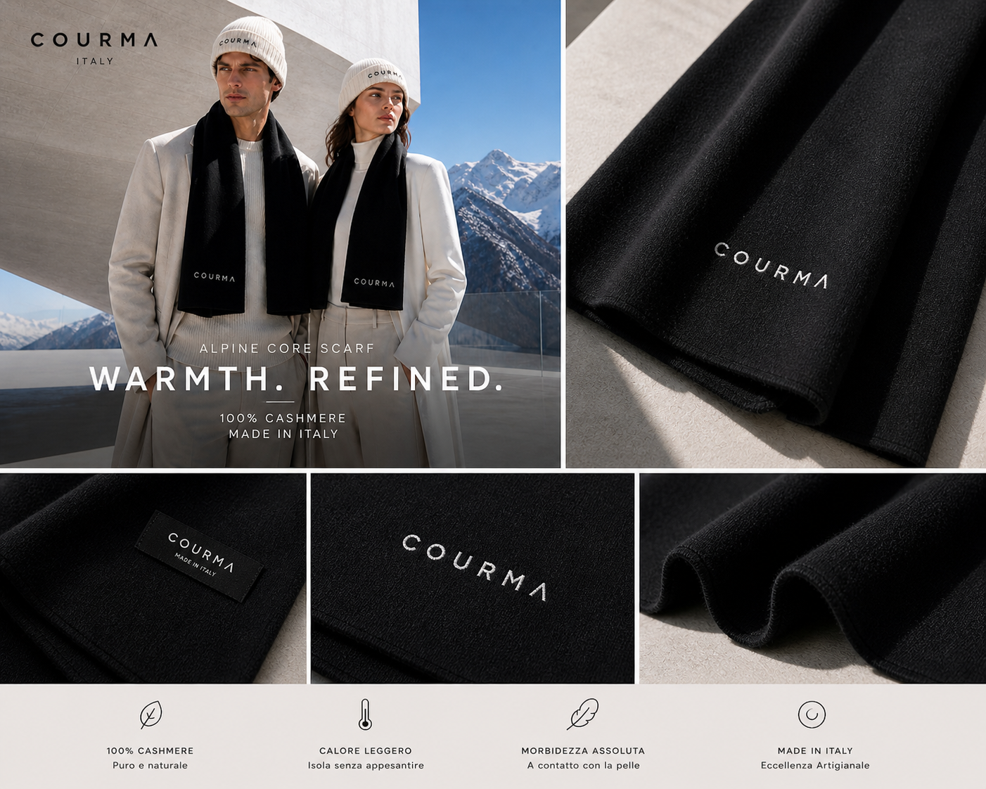 Sciarpa cashmere Made in Italy – COURMA Alpine Core Scarf
