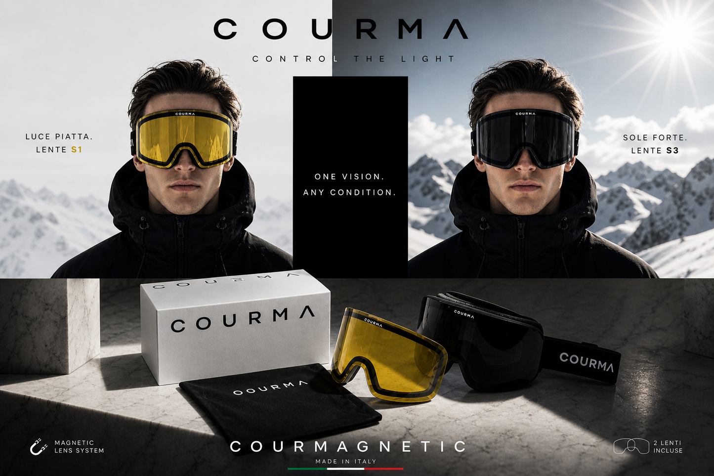 Courmagnetic Ski Goggles smoke lens cat3 - Courma