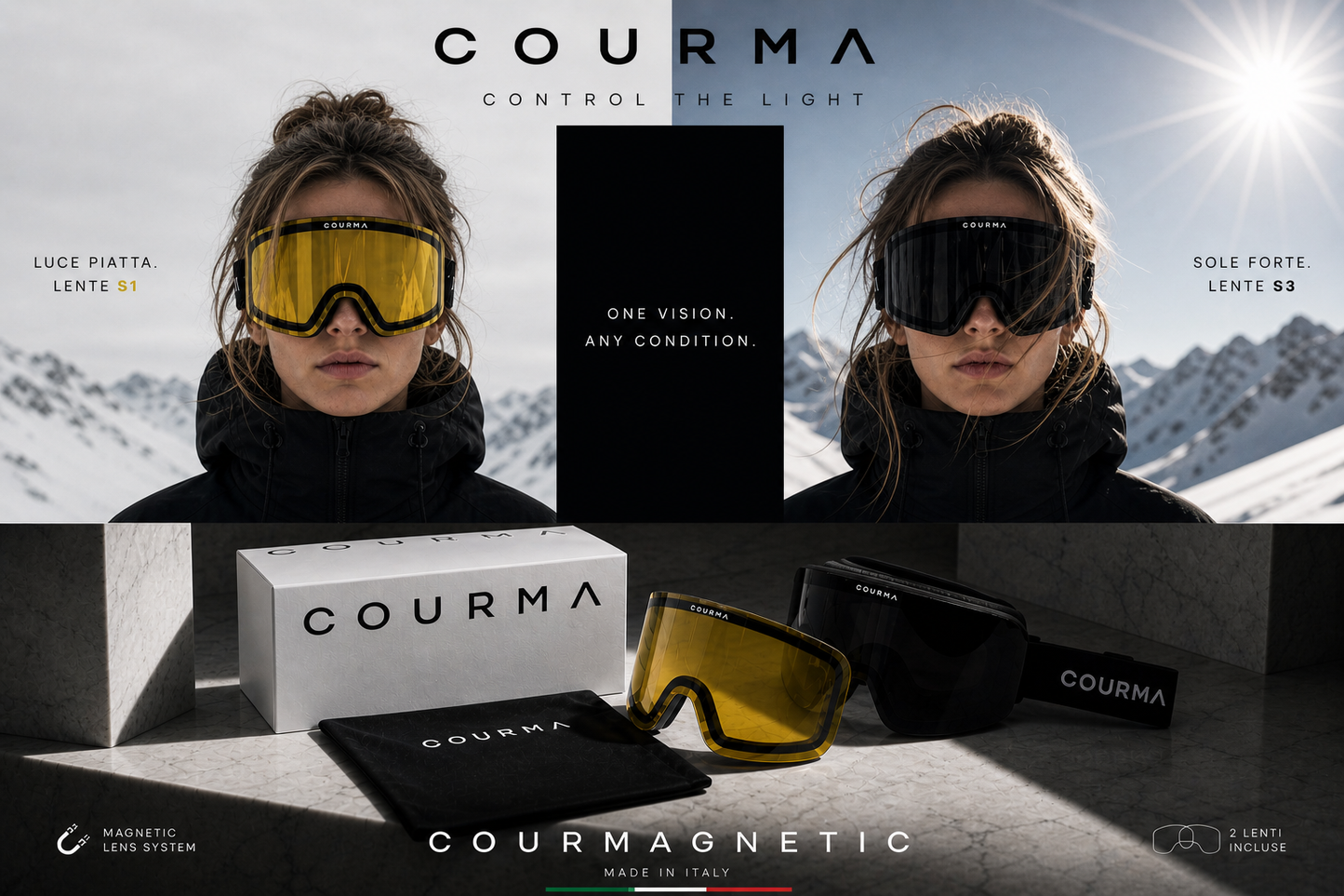Courmagnetic Ski Goggles smoke lens cat3 - Courma